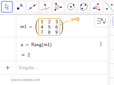 Der Rang der Matrix ist nicht drei