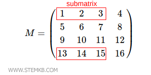 eine 2x3-Teilmatrix mit verschiedenen Zeilen