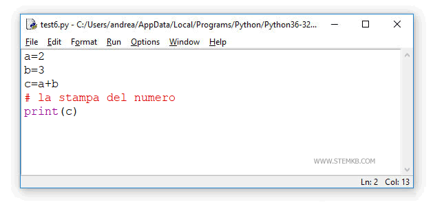 Einf&uuml;gen eines Kommentars in den Python-Code
