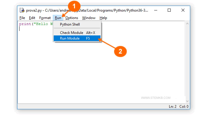 Ausführen wählen und Modul ausführen oder F5 drücken