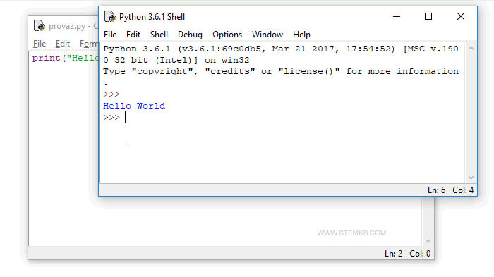 Programmausgabe, die Hallo Welt auf dem Bildschirm anzeigt