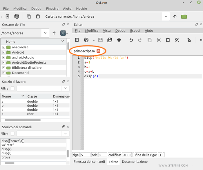 Das Skript hat die Erweiterung .m