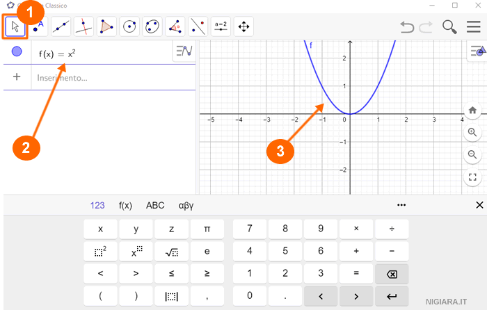 wie man einen Funktionsgraphen auf Geogebra zeichnet
