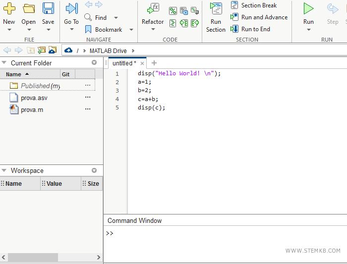 Matlab editor