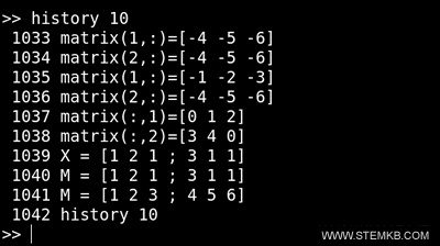 Liste der "history"-Befehle