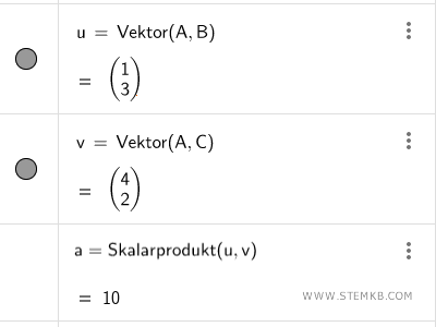 Berechnung des Skalarprodukts