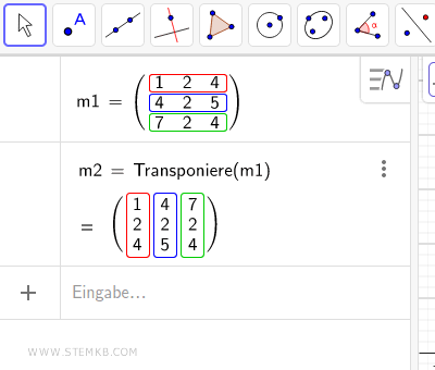 Mathematische Erkl&auml;rung der transponierten Matrix